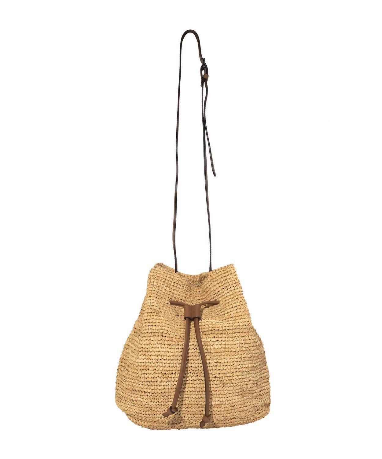 New Faherty Women's Raffia Drawstring Bucket Bag In Natural